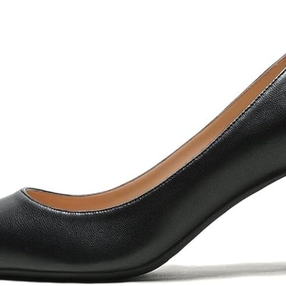 Women's Chunky Block Closed Toe Heels,Slip On  Work /Dress shoes (Black PU) - Picture 5 of 6